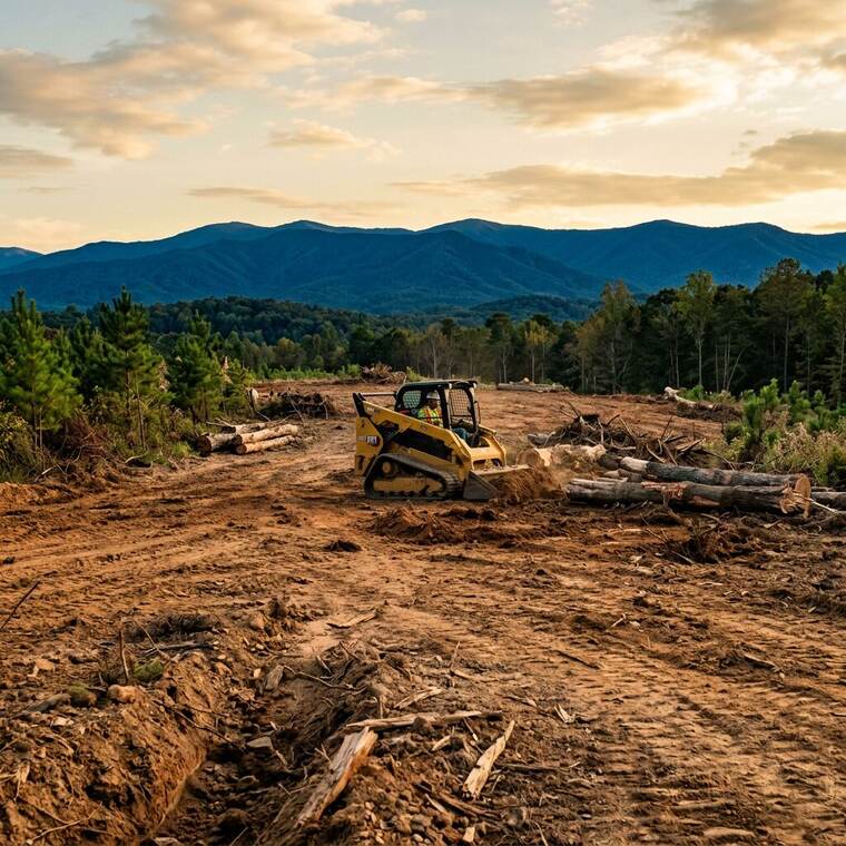 Wooded acreage cleared down to open ground for a new homesite